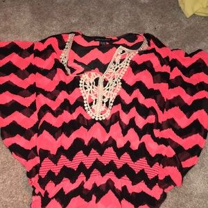 Pink and black Chevron blouse